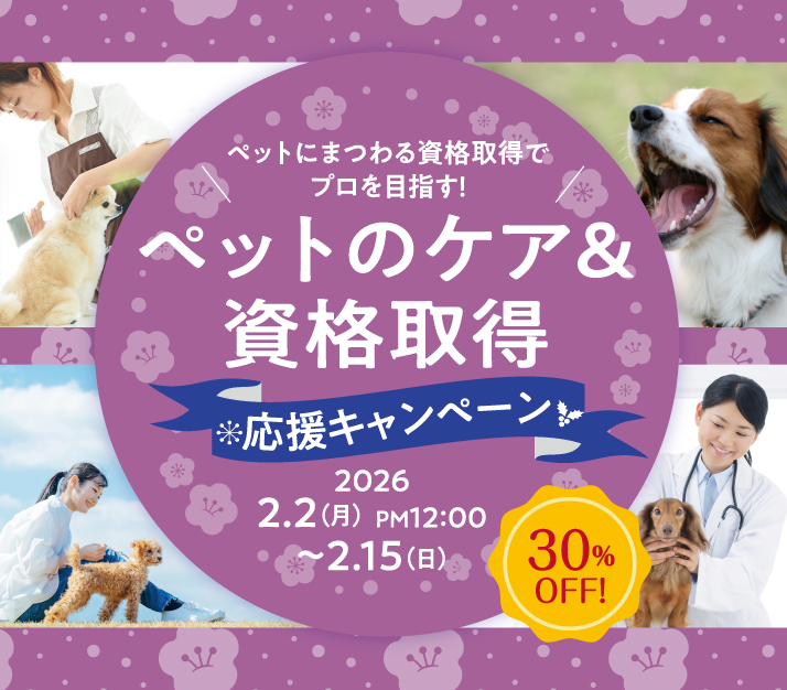 30%OFF！ペットのケア＆資格取得応援キャンペーン