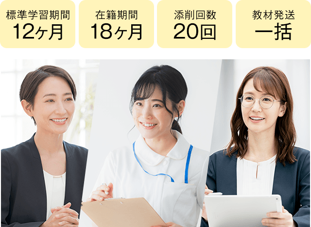 期間12ヶ月・18ヶ月、添削20回