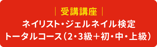 ｜ 受講講座 ｜ネイリスト・ジェルネイル検定トータルコース（2・3級＋初・中・上級）