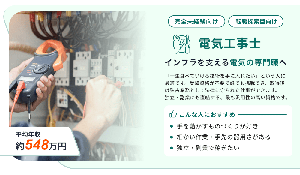 未経験から目指せる電気工事士