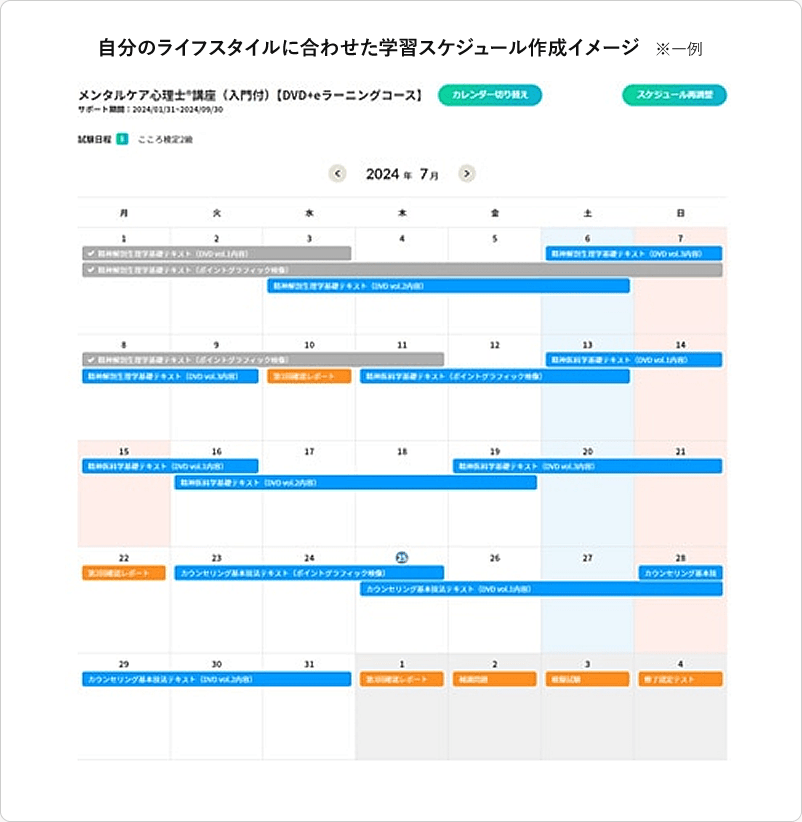 自分のライフスタイルに合わせた学習スケジュール作成イメージ